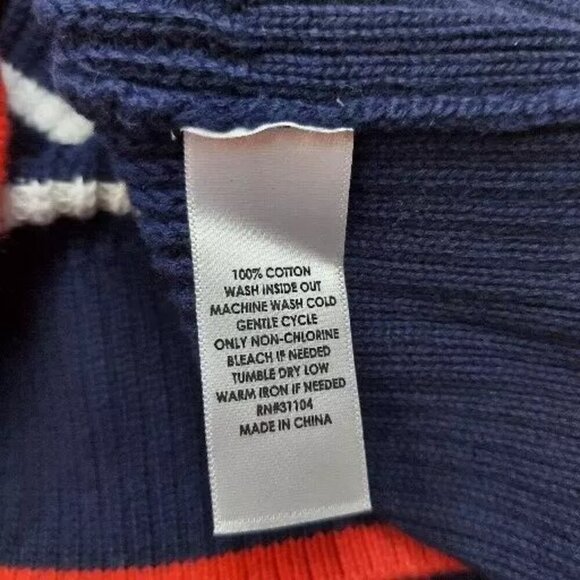 Crown & Ivy Women's Crochet Sweater Blue with White Stripes size XS - Picture 4 of 14